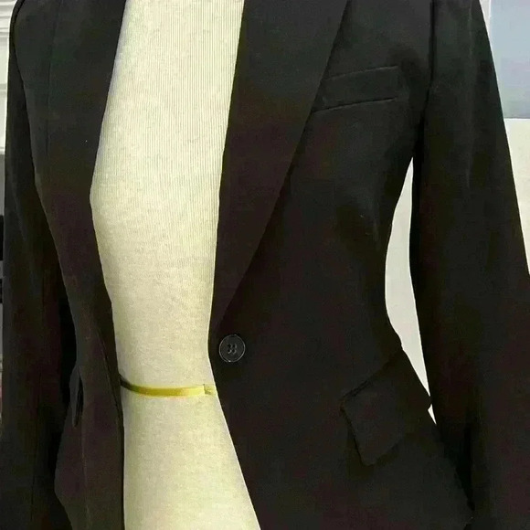 Theory Brince B Blazer Jacket size 2 Black Stretch Canvas NWT - Picture 4 of 10